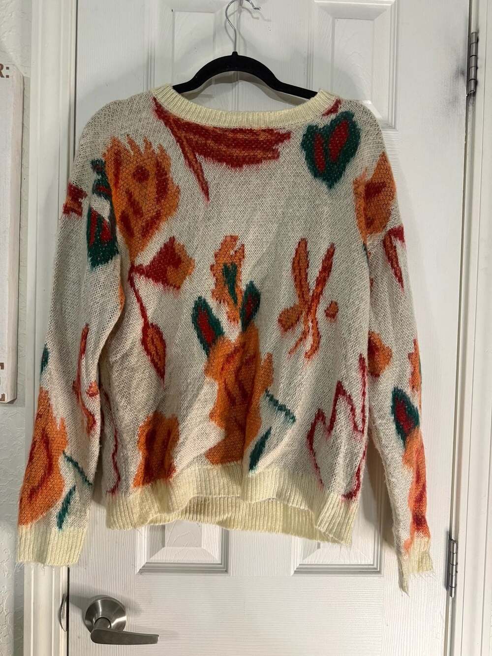 Anna-Kaci California Abstract Floral Knit Pullover Sweater